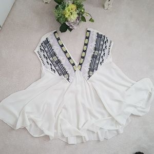 Forcynthia white embroidered coverup dress S M New